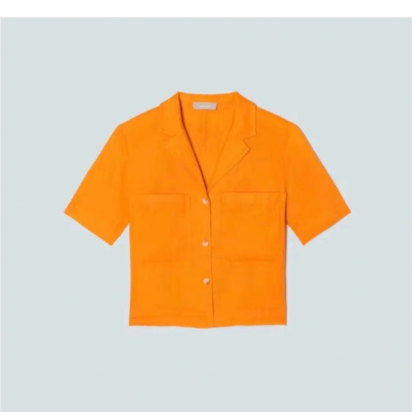 Everlane 100% linen size S orange button down shirt - Picture 4 of 6